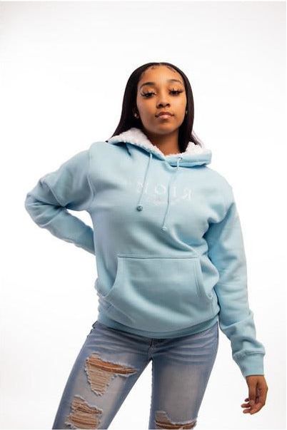 Lus Noir Baby Blue Rose Hoodie Unisex