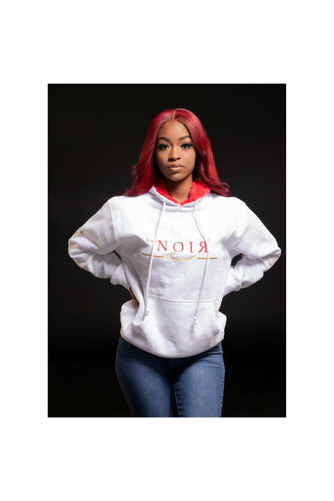 Lus Noir White Rose Hoodie Unisex